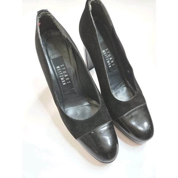 STUART WEITZMAN Made in Spain Black Suede Block Heel Women's Shoes US 6M - Picture 1 of 12